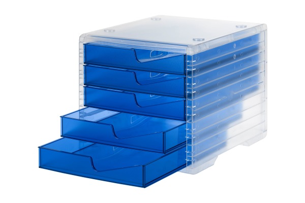 STYRO Styroswingbox light 275-8430 transparent/blau 5 Schubladen