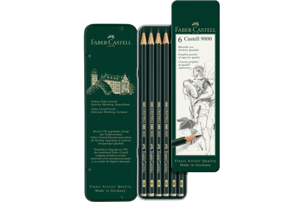 FABER-CA. Bleistift CASTELL 9000 119063 Metalletui 6 Stück
