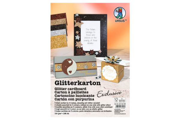 URSUS Fotokarton Exklusive A4 62134699F 300g, glitzer, ass. 5 Blatt