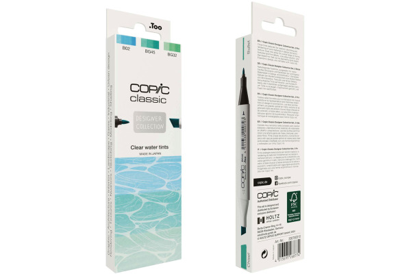 COPIC Marker Classic Designer 200750310 Clear water tints 3 Stück