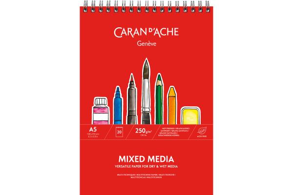 CARAN D'A Spiralzeichenblock A5 454.115 250g/m2 20 Blatt