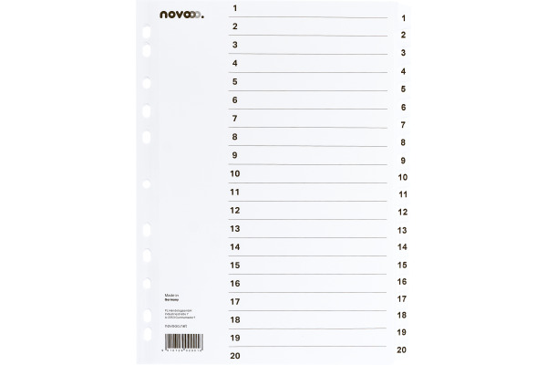 NOVOOO Kartonregister A4 40623 weiss 1-20