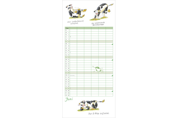 DUMONT Familienplaner 2027 261489 Yoga Kühe 6 Spalten 22x49.5cm