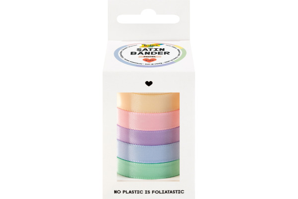 FOLIA Satinbänder 10mmx4m 12133 Pastell, assortiert 5 Stück