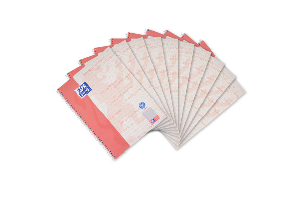 OXFORD Collegeblock Recycling A4 400159358 rot, kariert 5mm 80 Blatt