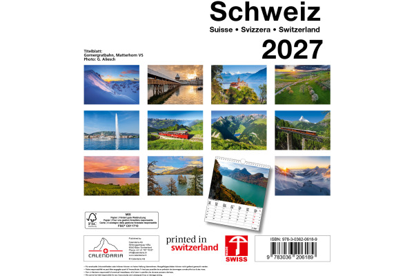 CALENDARI Bildkalender 2027 36206189 Schweiz ML 21x24cm