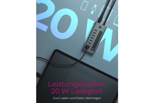 ICY BOX USB-C - 7-Port Hub IBHUB1457 6x 3.2 Gen2, 1x PD 20W