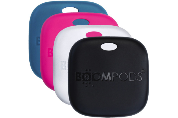 BOOMPODS Boomtag Rechargeable Multi TAGRE4 Black, Blue, White, and Pink