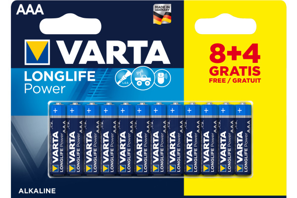 VARTA Batterie Longlife Power 490312177 AAA/LR03, 12 Stück