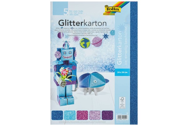FOLIA Glitterkarton 300g 85249 ICE