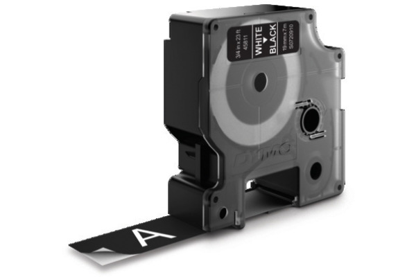 DYMO Schriftband D1 weiss/schwarz S0720910 Polyester, ablösbar 19mm/7m