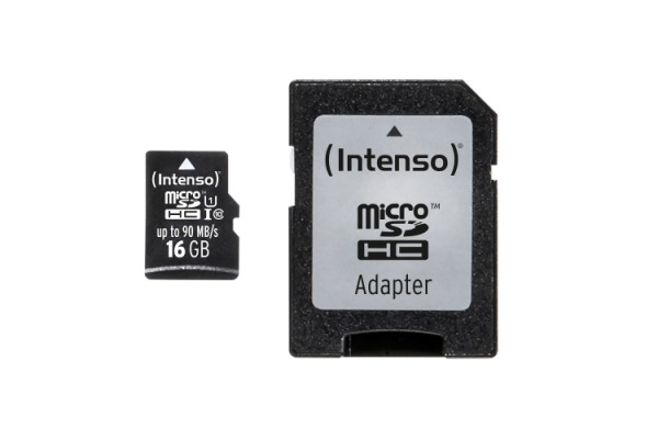 INTENSO Micro SDHC Card PRO 16GB 3433470 with adapter, UHS-I