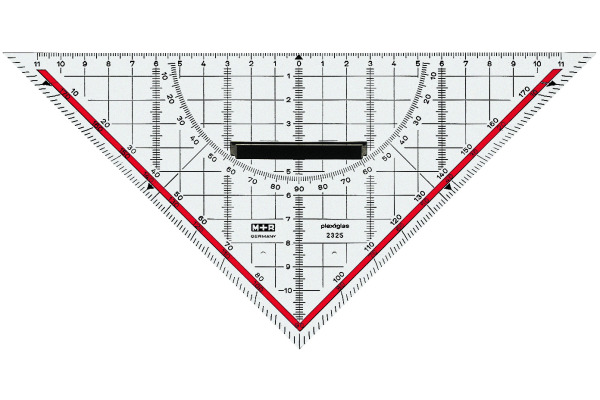M+R Geometriedreieck 22cm 723250100 abnehmbarer Griff, rot