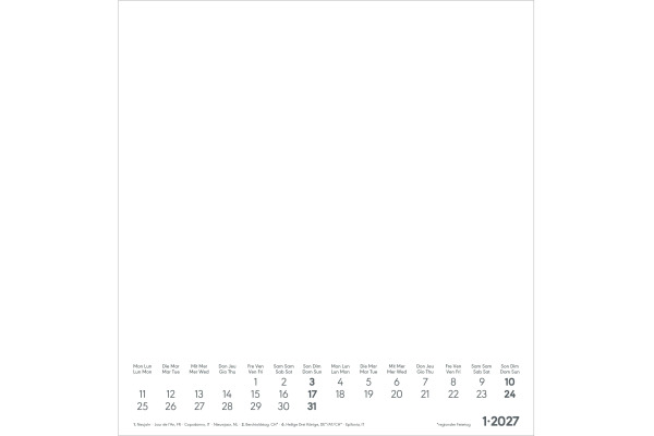 ALPHA EDI Bastelkalender 2027 161918 weiss 21x22cm