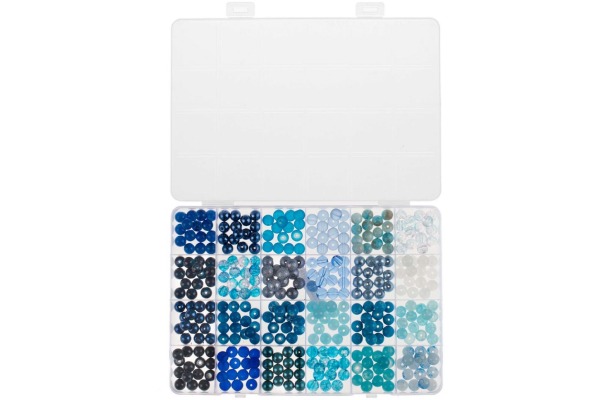 GLOREX Glasperlen Schmuckset 61630342 blau assortiert