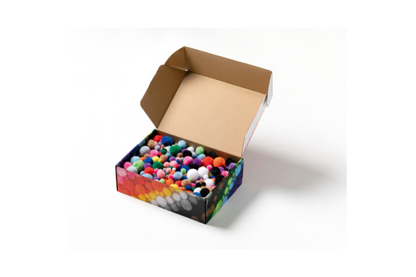 FOLIA Pompons Mix bunt 200g 50209 Jumbo Pack, 1-4cm