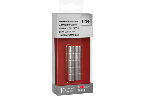 SIGEL Superdym-Magnete 10mm BA701 stark silber, 10 Stück