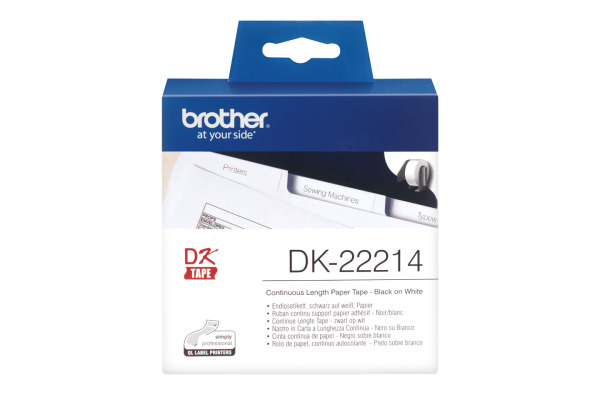 PTOUCH Endlos-Etiketten 12mmx30.48m DK-22214 QL-500/550 Papier Rolle