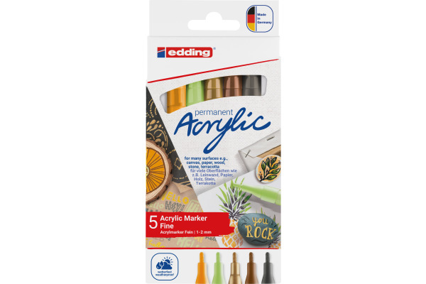 EDDING Acrylmarker 5300 1-2mm 4-5300-5S Nature Set 5 Stück