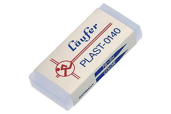 LÄUFER Plast-Radierer 46x20x9mm 01400 mit Kartonmanschette