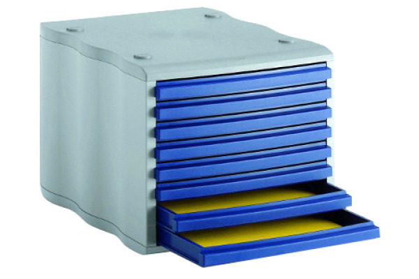STYRO Schubladenbox styrowave 248-8550 grau/blau 8 Schubladen