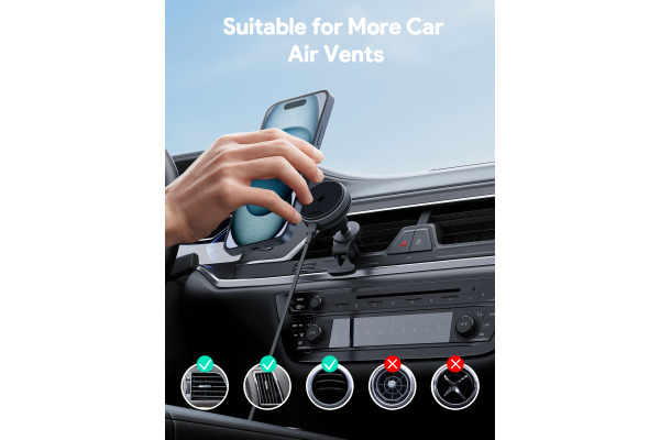 AUKEY MagFusion Dash Phone Mount HD-MC13A w. Cooling System 15W, Qi2