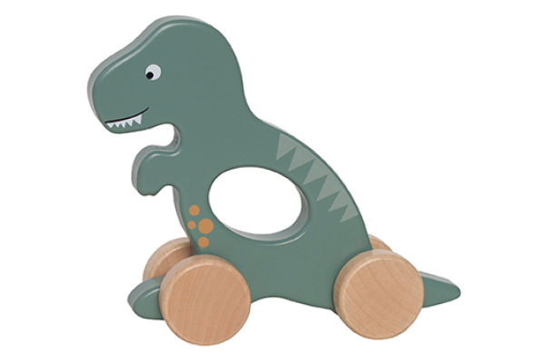 JABADABAD Dino aus Holz mit Rädern C2557 grün 19x5x16cm