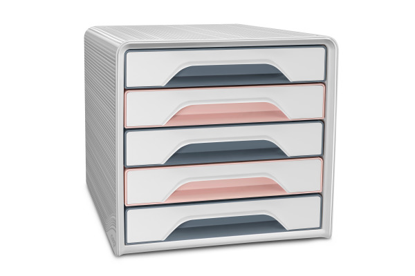 CEP Schubladenbox Smoove Mineral 7-111 weiss/grau/rosa 5 Schubl.