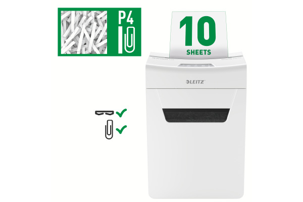 LEITZ Aktenvernichter IQ Protect 80920000 10X, P-4, 18lt