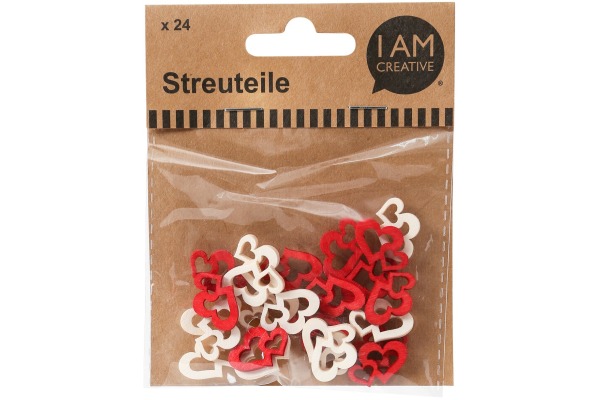 I AM CREA Streuteile Doppelherz 4501.82 rot/weiss, 24 Stück