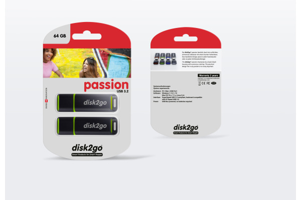 DISK2GO USB-Stick passion 3.0 64GB 30006573 USB 3.0 double pack