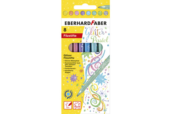 EBERHARD Filzstifte Glitzer pastell 551009 8er Kartonetui