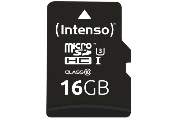 INTENSO Micro SDHC Card PRO 16GB 3433470 with adapter, UHS-I