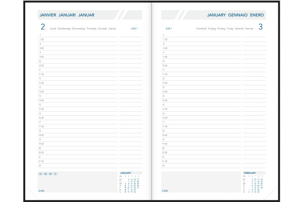 AURORA Agenda Balacron Folio 2027 FA211Z 1T/1S schwarz ML 14x21cm