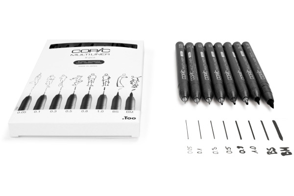 COPIC Multiliner 2207510 Set schwarz, 8 Stück