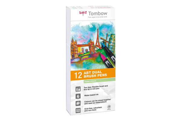 TOMBOW ABT Dual Brush Pen ABT-12P-2 12er Set Pastelltöne