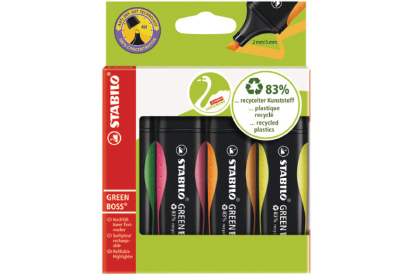 STABILO BOSS Textmarker Green 2-5mm 6070/4 assortiert 4 Stück