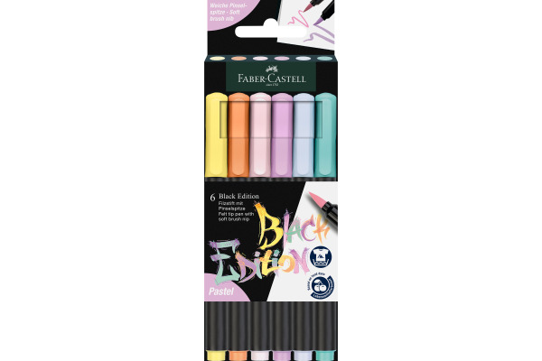 FABER-CA. Fasermaler Black Edition 116453 Pastell 6 Stück