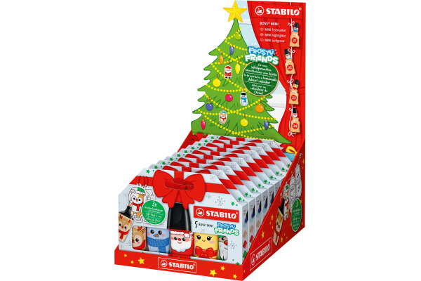 STABILO BOSS Mini Textmarker 2-5mm 07/5013-2 Frosty Friends Display 10 Pack