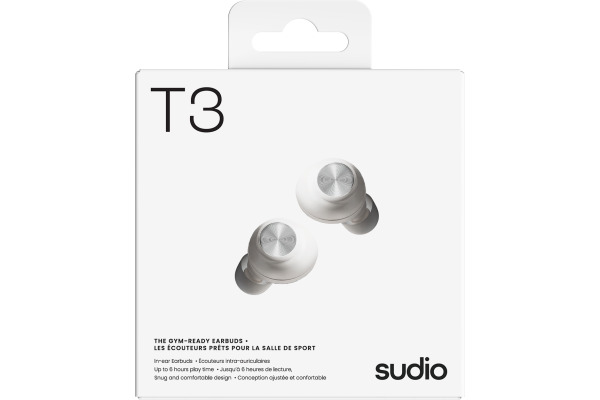 SUDIO Wireless Earbuds T3WHT T3, White, Wireless