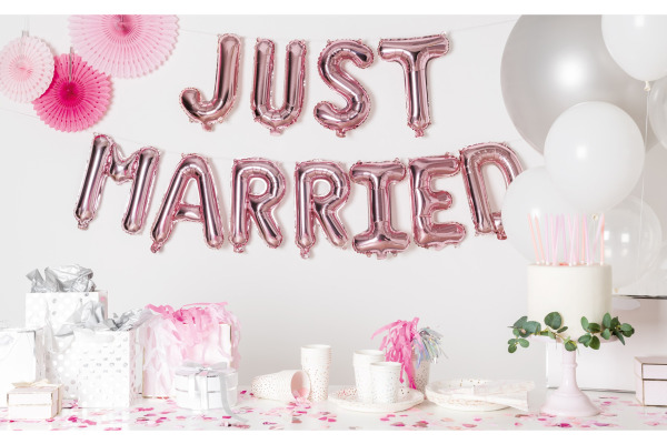 RICO DESI Folienballon 36cm, 11 Stück 81000.02. Just Married rosa