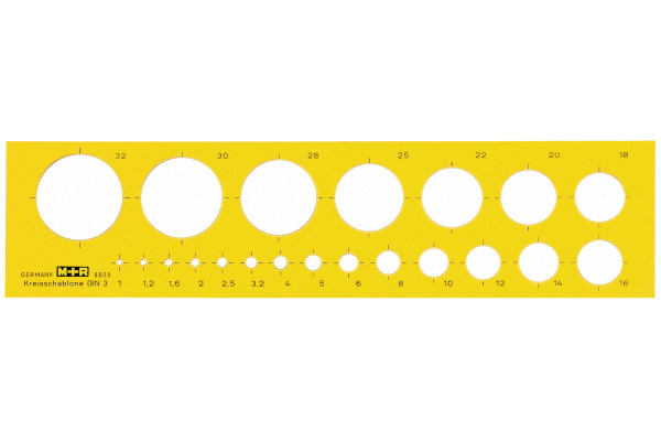 M+R Kreisschablone 1-32mm 785030670 gelb-transparent