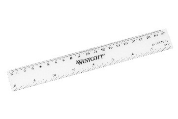 WESTCOTT Kunststofflineal 20cm E-1018100 cm/inch Skala