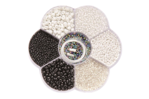 GLOREX Perlen Mix 61631018 schwarz/weiss