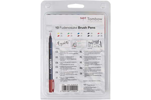 TOMBOW Kalligraphie Set WS-BH-10P Fudenosuke, 10 Farben