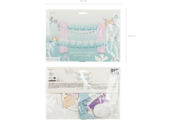 PARTYDECO Girlande Happy Bi. 130x100cm GRL123 Meerjungfrau, mix