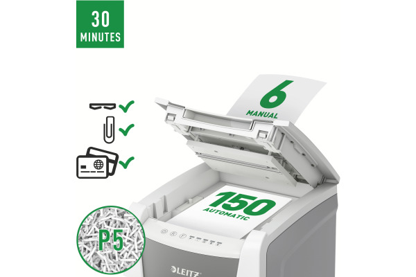 LEITZ Aktenvernichter IQ AF 80142000 Office 150, P-5, 44lt