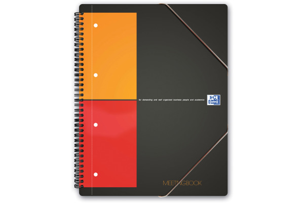 OXFORD Meetingbook International A4+ 100100362 schwarz, kariert 5mm 80 Blatt