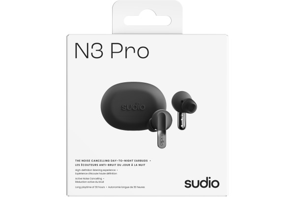 SUDIO Noise Cancelling Earbuds N3PROBLK N3 Pro, Black, Wireless