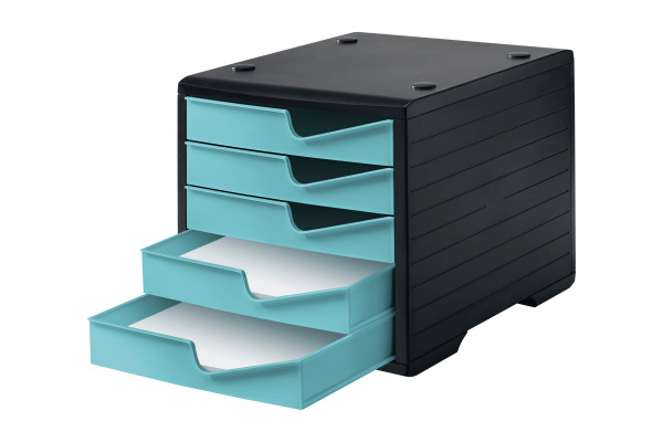 STYRO Styroswingbox 275-8430 schwarz/aqua 5 Schubladen